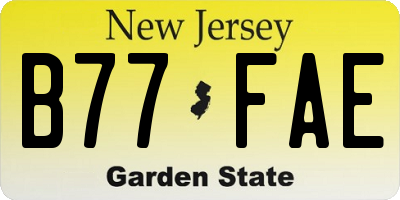 NJ license plate B77FAE