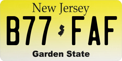 NJ license plate B77FAF