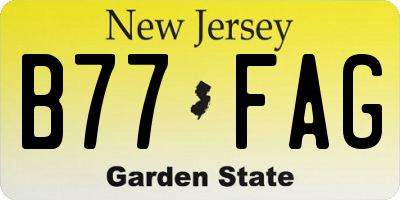 NJ license plate B77FAG