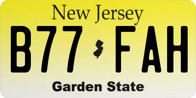 NJ license plate B77FAH