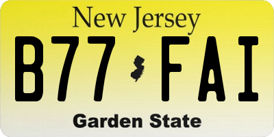 NJ license plate B77FAI