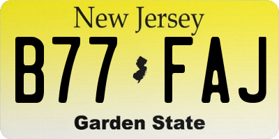 NJ license plate B77FAJ
