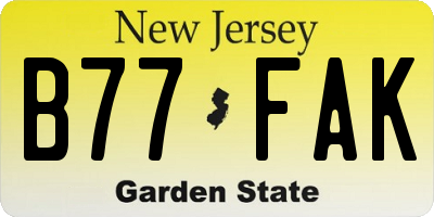 NJ license plate B77FAK