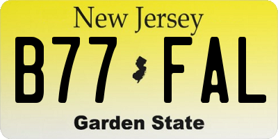 NJ license plate B77FAL