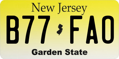 NJ license plate B77FAO