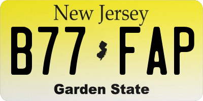 NJ license plate B77FAP