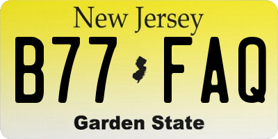 NJ license plate B77FAQ