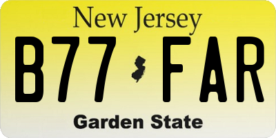 NJ license plate B77FAR