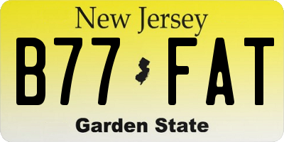 NJ license plate B77FAT