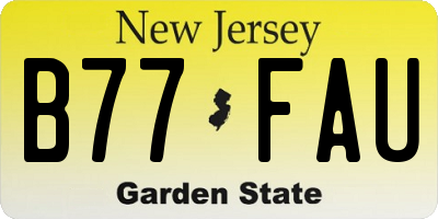 NJ license plate B77FAU