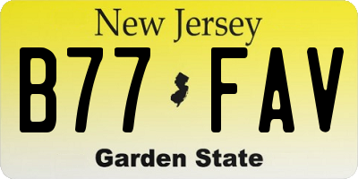 NJ license plate B77FAV