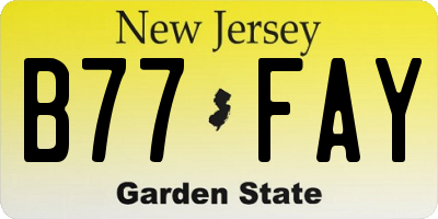 NJ license plate B77FAY