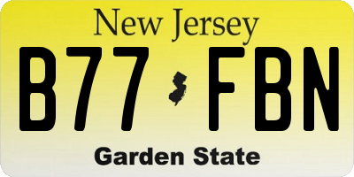 NJ license plate B77FBN
