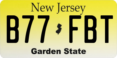 NJ license plate B77FBT