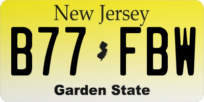 NJ license plate B77FBW
