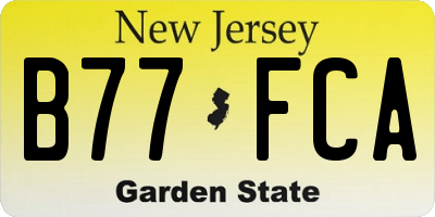 NJ license plate B77FCA