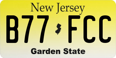 NJ license plate B77FCC