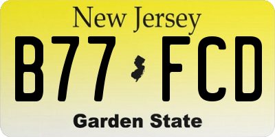 NJ license plate B77FCD