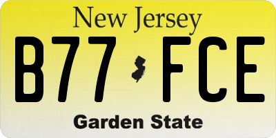 NJ license plate B77FCE