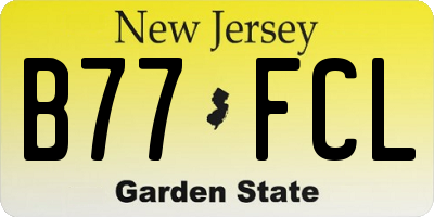 NJ license plate B77FCL