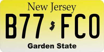 NJ license plate B77FCO