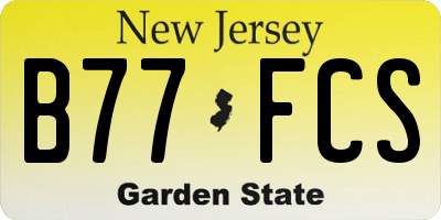 NJ license plate B77FCS