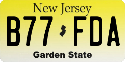 NJ license plate B77FDA
