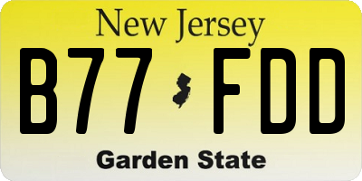 NJ license plate B77FDD