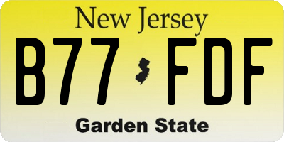 NJ license plate B77FDF