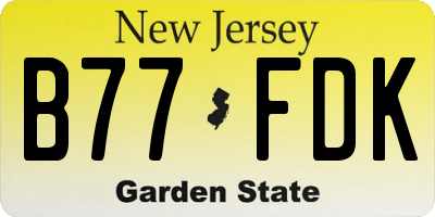 NJ license plate B77FDK
