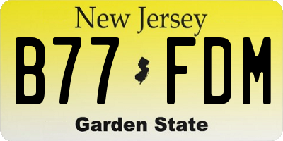 NJ license plate B77FDM