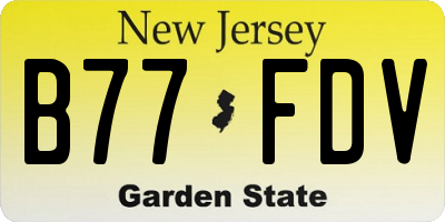 NJ license plate B77FDV