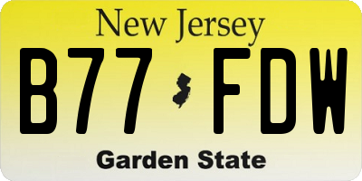 NJ license plate B77FDW