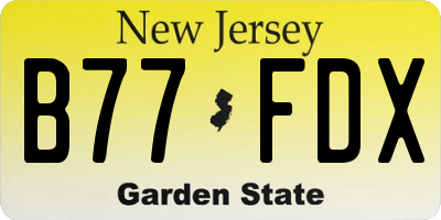 NJ license plate B77FDX
