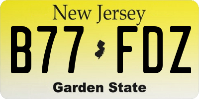 NJ license plate B77FDZ