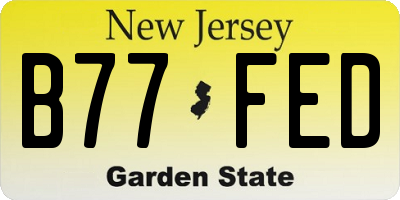 NJ license plate B77FED