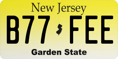 NJ license plate B77FEE