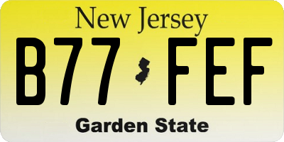 NJ license plate B77FEF