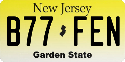 NJ license plate B77FEN