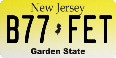 NJ license plate B77FET