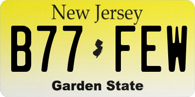NJ license plate B77FEW
