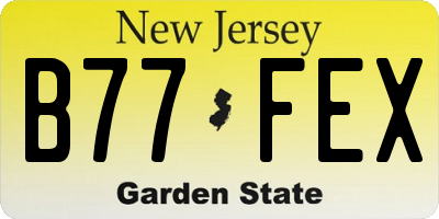 NJ license plate B77FEX