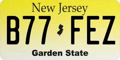 NJ license plate B77FEZ