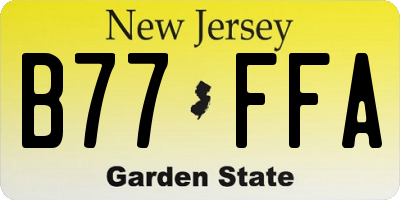 NJ license plate B77FFA