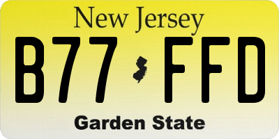 NJ license plate B77FFD
