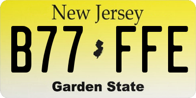 NJ license plate B77FFE
