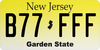 NJ license plate B77FFF