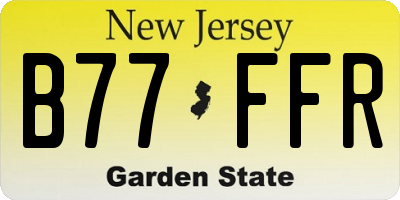 NJ license plate B77FFR