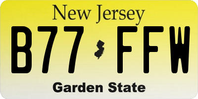 NJ license plate B77FFW
