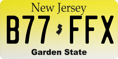 NJ license plate B77FFX